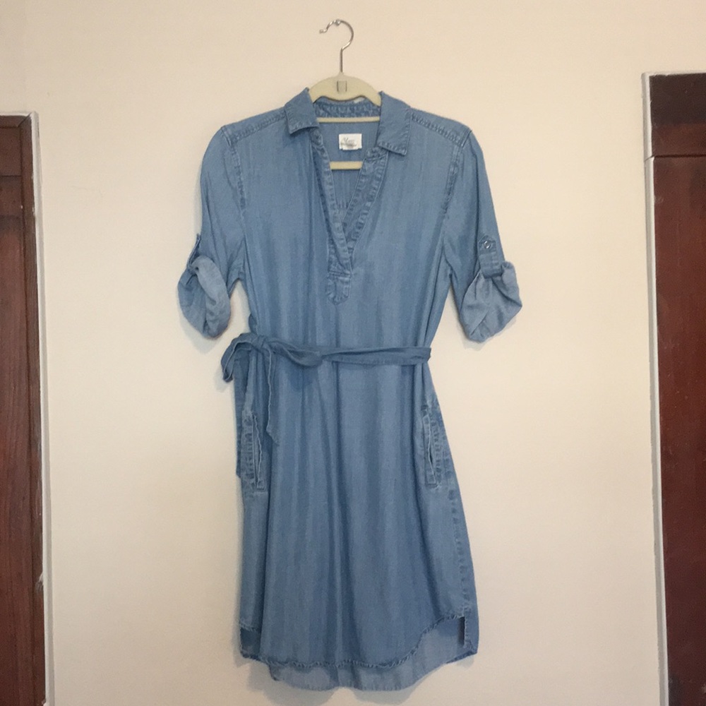 Jean-fabric dress with pockets